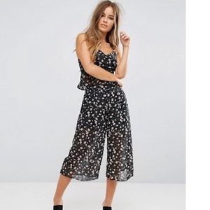 ASOS PETITE FLORAL PEPLUM TOP & CULOTTES